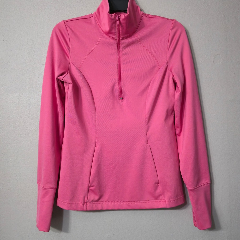 Z by Zella Pink Quarter Zip Pullover Activewear Top Small Thumbholes Pockets